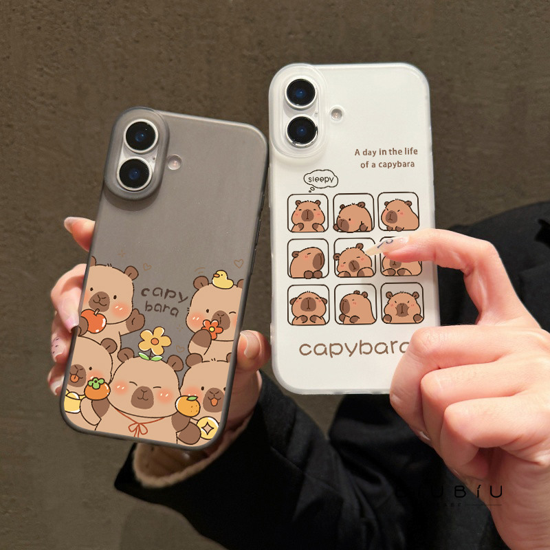 กรณีโทรศัพท์ จัดส่งจากประเทศไทย คาปิบาร่าเคสไอโฟน iPhone 16 15 14 13 12 11 PRO MAX X XS MAX XR 7/8P ป้องกันลายนิ้วมือ