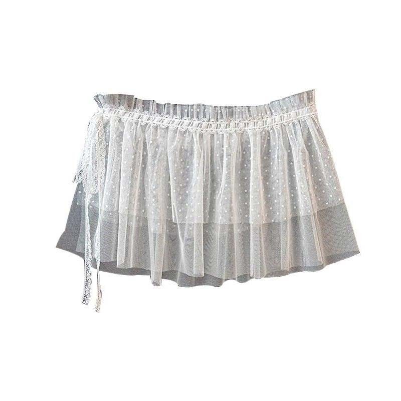 ตาข่าย ลูกไม้ ผูกเชือก ม่านสะโพก แฟชั่น กระโปรง อเนกประสงค์ อินเทรนด์ ผู้หญิง กระโปรงสั้น SY - รูปที่ 5