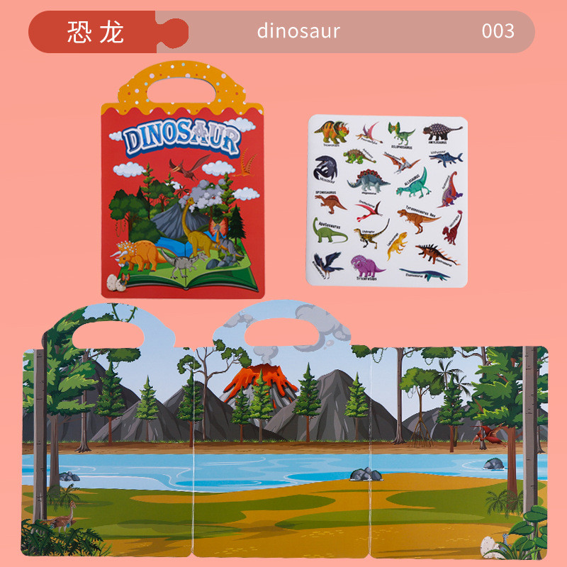 หนังสือสติกเกอร์เจลลี่ 3ง แบบใช้ซ้ําได้สําหรับเด็กปลอดภัยสัตว์ไดโนเสาร์ยานพาหนะพื้นที่หนังสือเงียบของเล่น ราคา ถูกที่สุด ดีลบีเคเค แกลเลอรีภาพที่ 5
