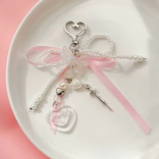 บัลเล่ต์แรงบันดาลใจแฟชั่นมุกเทียม Bowtie Charm Stylish Bowknot ริบบิ้นพวงกุญแจกระเป๋าเครื่องประดับสําหรับกระเป๋าและอุปกรณ์