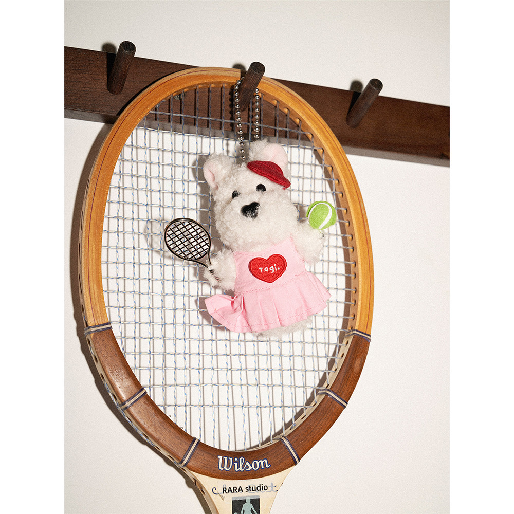Tagi. Haha & Popcorn Tennis Pendant กระเป๋าใส่เครื่องประดับ ลายตุ๊กตาลูกสุนัข