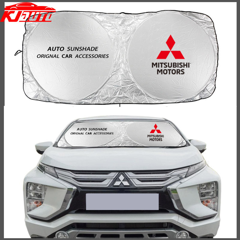 Mitsubishi กระจกรถยนต์ด้านหน้า Sun Shade สําหรับ Ralliart Xforce Mirage G4 Triton L200 Xpander Lancer ASX Outlander Attrage Pajero Sun Visor Hunter Protector ด้านหน้า SunShade