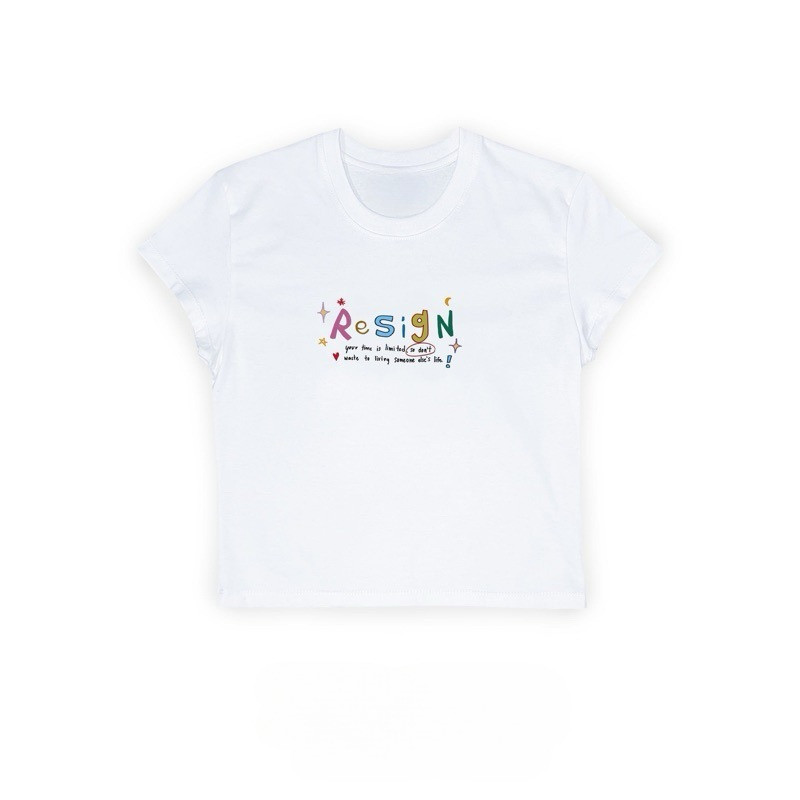 (ของพร้อมส่ง ส่งใน 24 ชั่วโมง) Resign.studio เสื้อยืด Baby tee - Resign