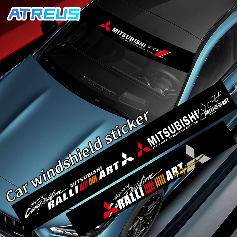 Mitsubishi สติกเกอร์ บังแดด ติดรถ สติกเกอร์รูปลอก กันน้ํา สําหรับติดตกแต่งกระจกหน้ารถยนต์ สติ๊กเกอร์บังแดด ฟิล์มบังแดด สําหรับ Mitsubishi Xpander Cross Triton Grandis Attrage Mirage Outlander Xforce Pajero Sport ASX