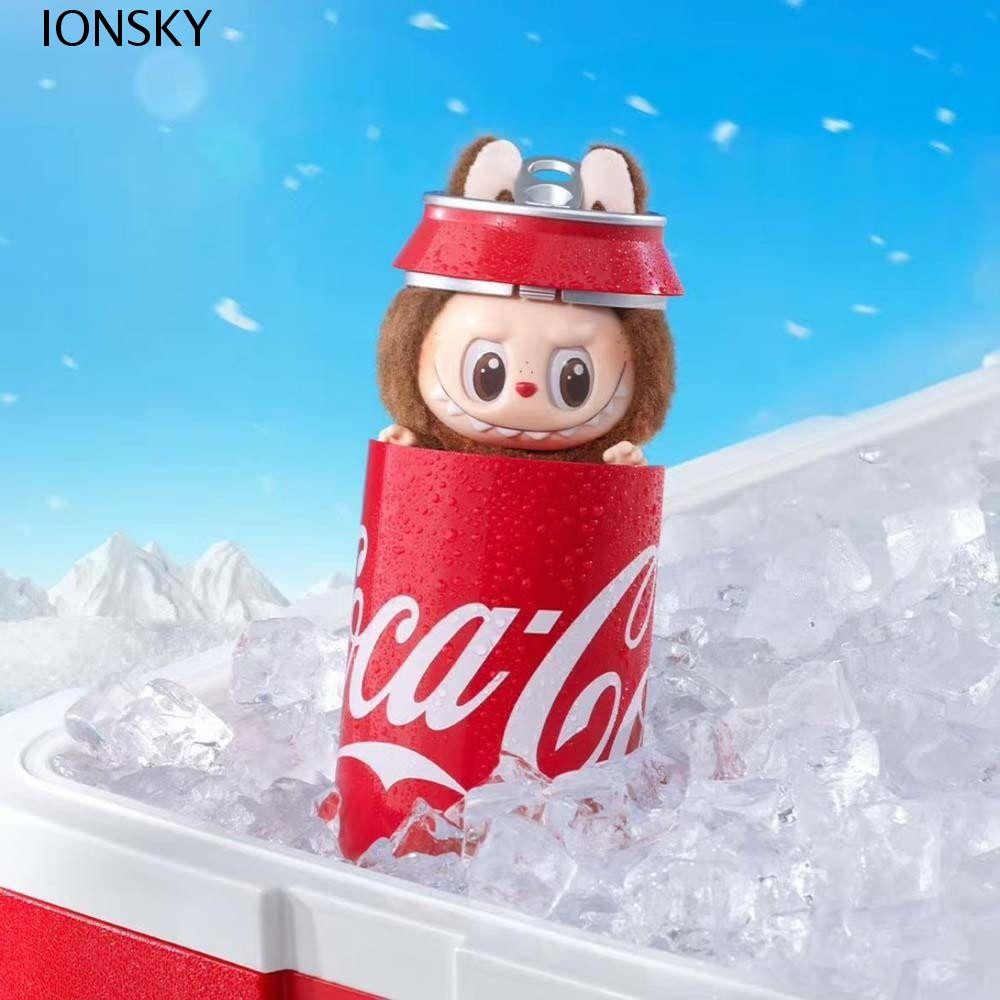 IONSKY Labubu Coca-Cola Series ตุ๊กตาตุ๊กตา, การ์ตูน Pop Mart พวงกุญแจสะสม Labubu ตุ๊กตาตุ๊กตา, Anti