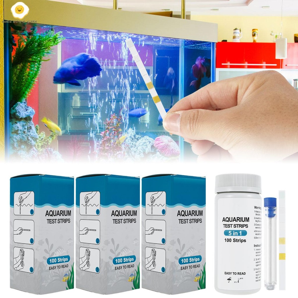 100 ชิ้น Aquarium Test Strips 7 ใน 1 Fish Tank Test Kit น้ําจืดน้ําเค็ม Aquarium Water pH Test Strip