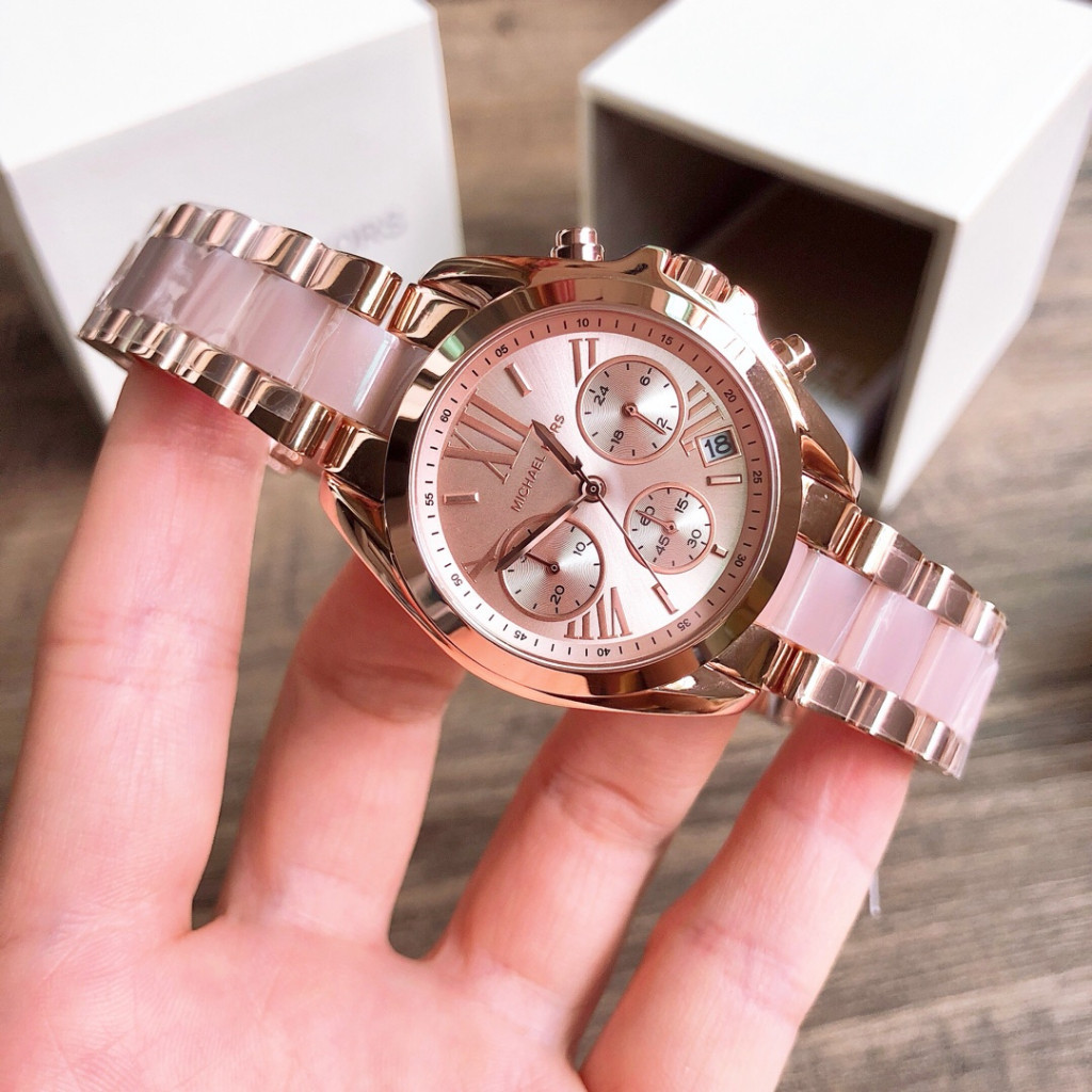 MICHAEL KORS นาฬิกาข้อมือผู้หญิง รุ่น MK5799 MK6066 MK5896 MK6110  Chronograph - Rose Gold