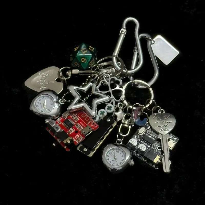 Handmade vintage keychain metal pocket watch backpack pendant creative mechanical elements couple st