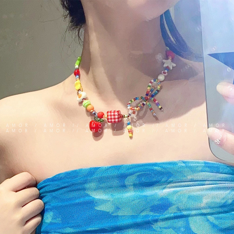 Summer Colours โบว์ เชือกลูกปัด เค้นคอสาว สร้อยคอ ภาพถ่ายการเดินทางวันหยุด