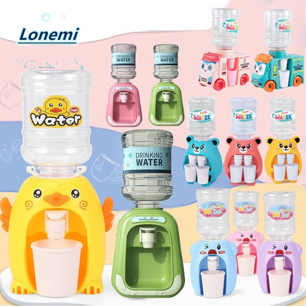 LONEMI ตู้กดน้ําขนาดเล็ก, อุปกรณ์ประกอบฉากคอสเพลย์มือกดขวดน้ําปั๊ม, น่ารักพร้อมถ้วยน้ําดื่มพลาสติกของเล่นครัวบ้าน