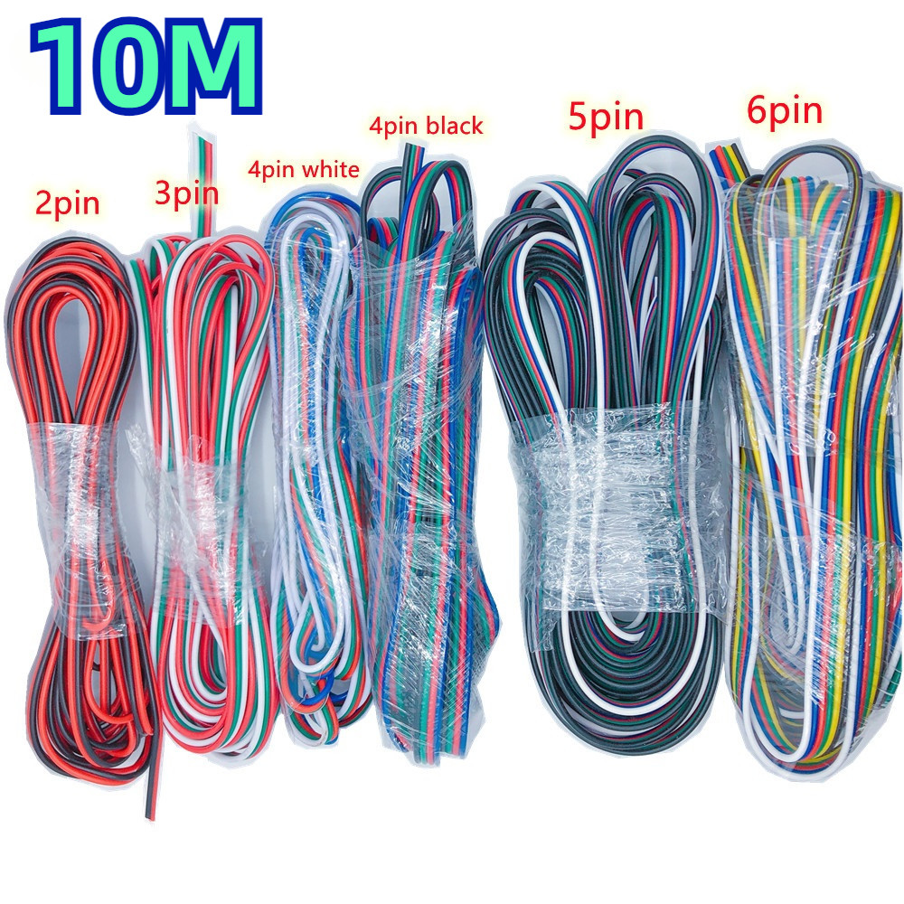 10m 2pin/3pin/4pin/5Pin/6pin สายไฟ Led Connector 22AWG สําหรับ RGB/RGBW 5050 CCT WS2811 WS2812 3528 ไฟ Led strip
