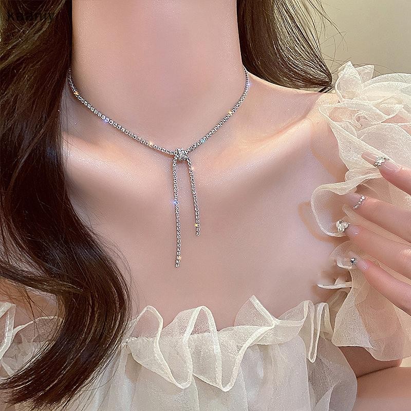 [KAN] Shiny Zircon Square Choker สร้อยคอผู้หญิงคริสตัล Clavicle Chain สร้อยคองานแต่งงานเจ้าสาวเครื่องประดับของขวัญ FXH