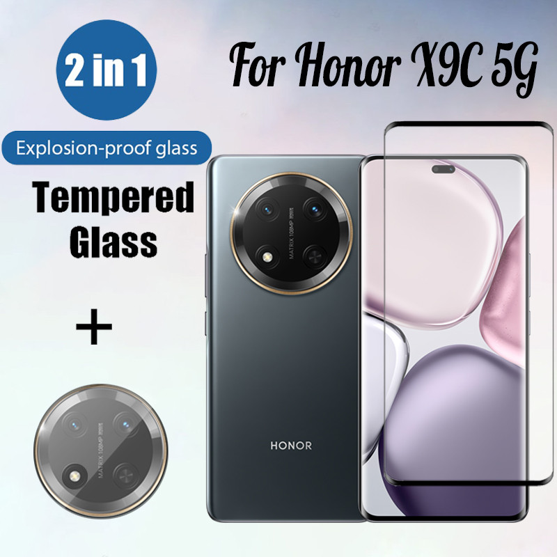 ฟิล์ม Honor X9c 5G 2 in 1 ฟิล์ม กันรอยหน้าจอ สำหรับ กระจกนิรภัยสําหรับ สำหรับ Honor X9b x9a X7b X8b 