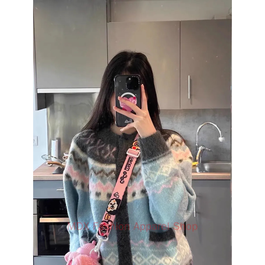 เกาะยุติธรรมถักเสื้อกันหนาวเหนียวนุ่มคาร์ดิแกนฤดูหนาวที่อบอุ่นของผู้หญิง - รูปที่ 5