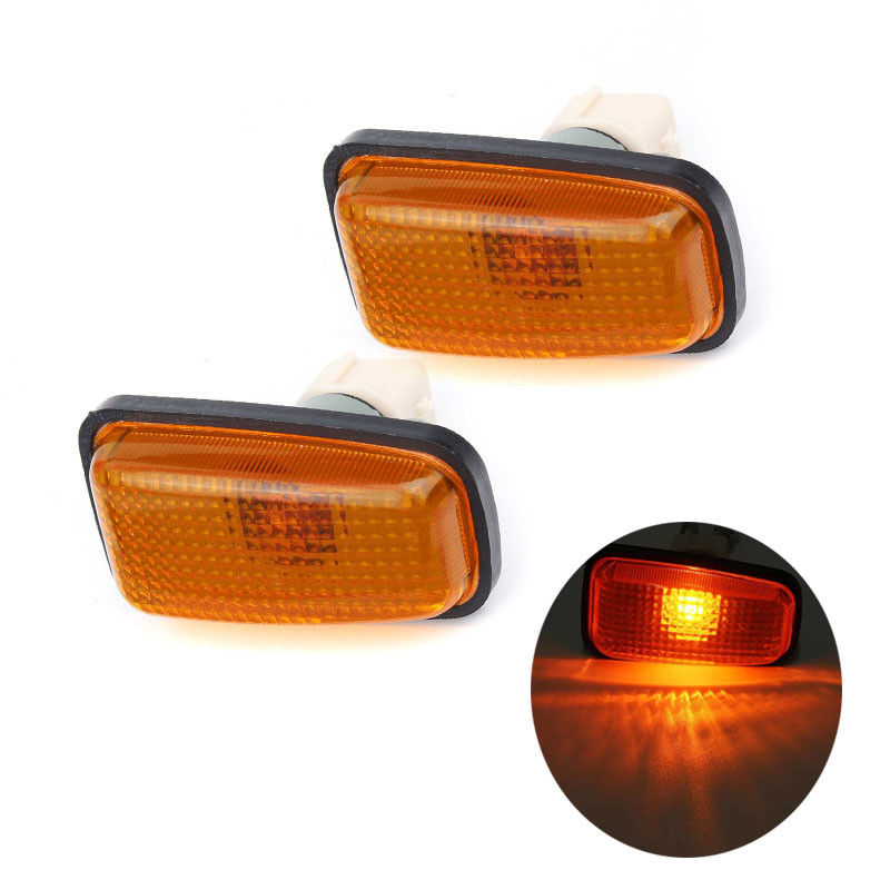 2 ชิ้นโคมไฟด้านข้าง Auto Side Marker Indicator Repeater Amber ไฟเปลี่ยนรถอุปกรณ์เสริมสําหรับ Peugeot Citroen 106 306 406 806