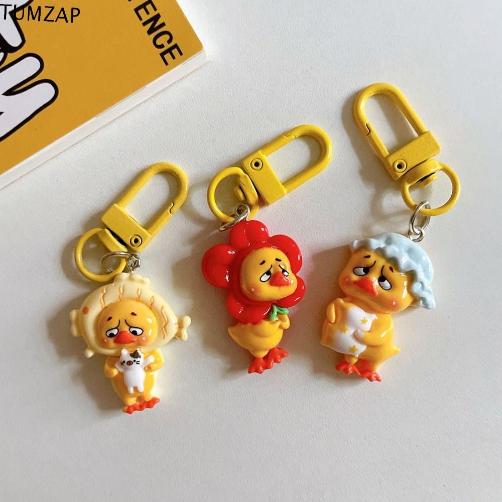 Tumzap Upsetduck จี้, ทํางานดังนั้น Annoying จําลอง Annoying เป็ดเรซิ่นพวงกุญแจ, กุญแจรถ Sad น่ารักเป็ดน้อยสีเหลืองตุ๊กตาพวงกุญแจกระเป๋าเป้สะพายหลังตกแต่ง