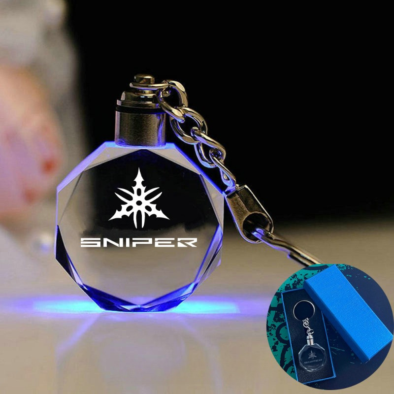Yamaha SNIPER รถจักรยานยนต์ไฟ LED KeyChain 7 สีคริสตัลกุญแจรถการปรับแต่งที่สวยงามตกแต่งสําหรับ YAMAH