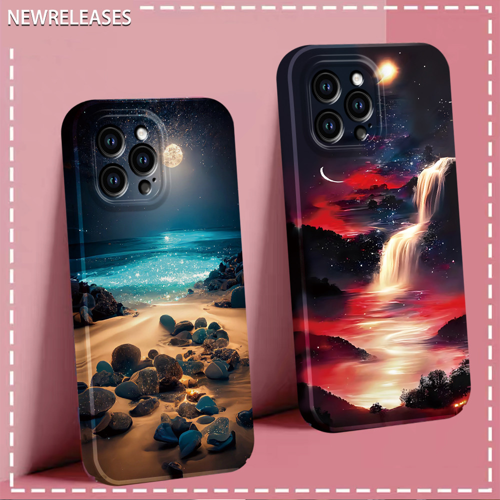 Iphone รวมทุกอย่างฟิล์มพีซีเคสโทรศัพท์เหมาะสําหรับiPhone16 15 14 13 12 11ProMaxเคสโทรศัพท์ที่ขายดีที่สุด Creative Streamer Beach Night ViewรูปแบบiPhone XR XSMaxเคสโทรศัพท์ผู้ชายผู้หญิงเคส