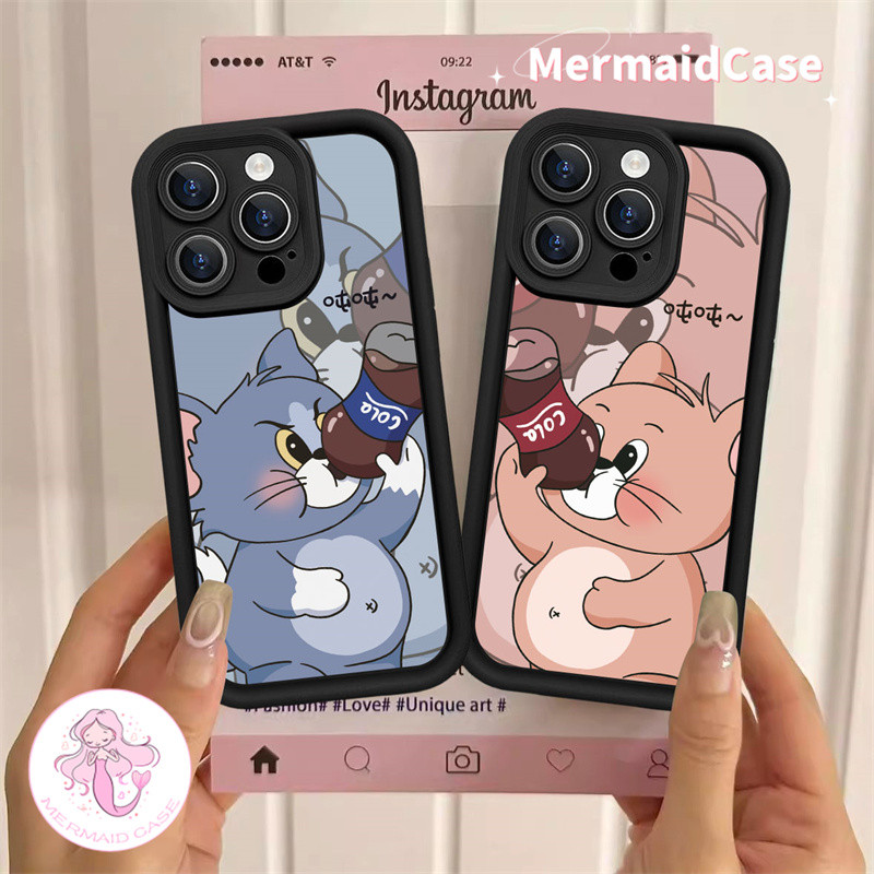 Drink Coke Tom Jerry Compatible for iPhone 11 12 13 14 15 Pro Max X Xr Xs 8 7 6 Plus SE 2020 Protective Soft Cover
