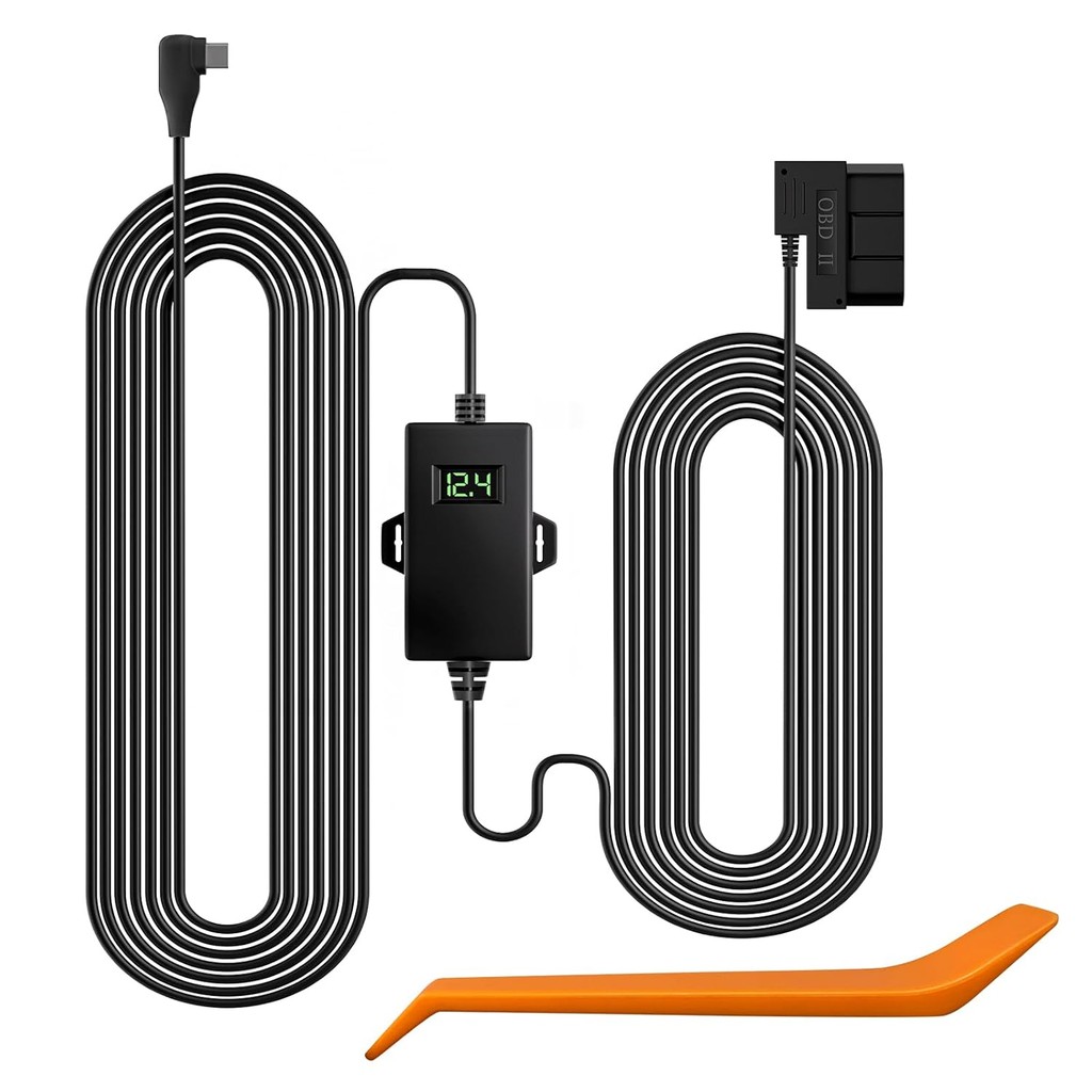 Wolfbox USB C Hardwire Kit OBD, Hard Wire Car Charger Cable Kit 12 V-24 V ถึง 5 V, หลีกเลี่ยง Dash Cam Battery Drain