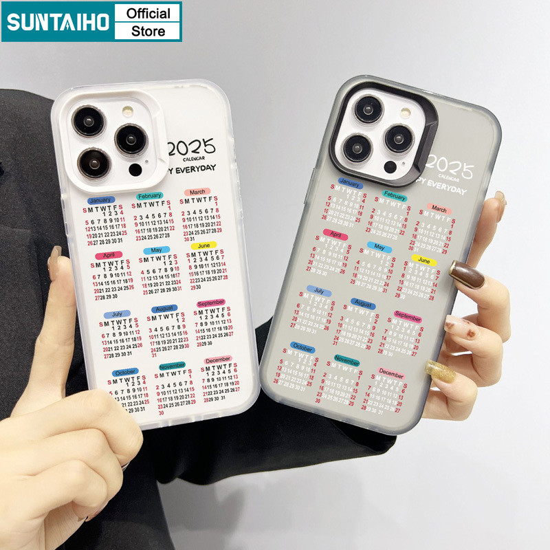 Suntaiho 2025 ใหม่ปีรูปแบบปฏิทิน Clear Frosted สําหรับ Iphone 15 14 12 13 11 Pro Max IP 7 8 Plus Iphon X Xs XR Xs Max TPU Silicon Softcase พรีเมี่ยมกันกระแทกปกหลัง
