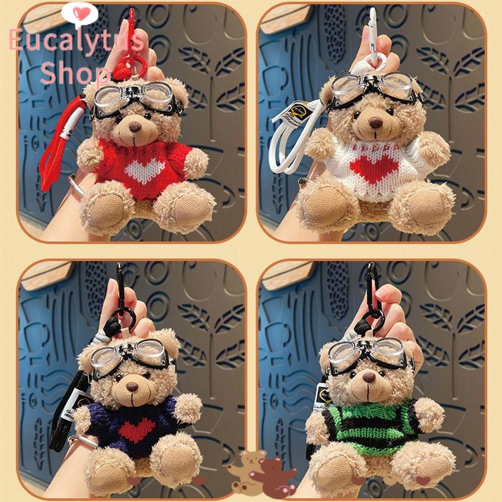 Eucalytus1 จี้ตุ๊กตาหมี,การ์ตูนหมีสีน้ําตาลตุ๊กตาน่ารักแขวน,กระเป๋าอินเทรนด์อุปกรณ์เสริมแขวนเครื่องประดับจี้กระเป๋ากุญแจรถอุปกรณ์เสริม
