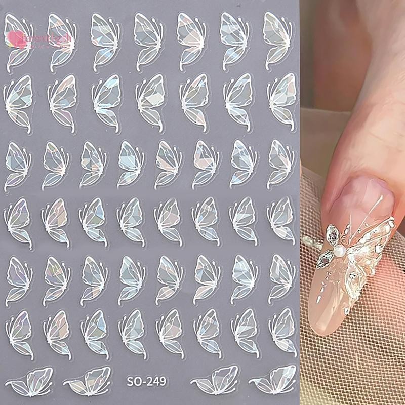 RENBG 1 ชิ้น 3D ญี่ปุ่น Glitter เล็บสติกเกอร์ Self กาวตกแต่งเล็บ Slider Decals DIY อุปกรณ์เสริม TH