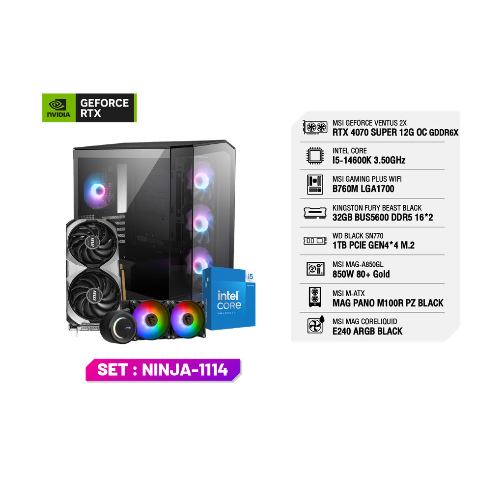 COMSET NINJA-1114 | NVIDIA® GeForce RTX™ 4070 SUPER | Intel® Core™ i5-14600K