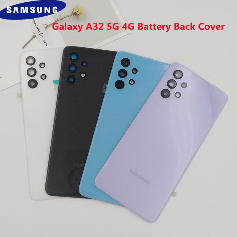 สําหรับ Samsung Galaxy A32 4G 5G A325 A326 ฝาหลังแบตเตอรี่กรอบเปลี่ยนกาวและเลนส์กล้อง