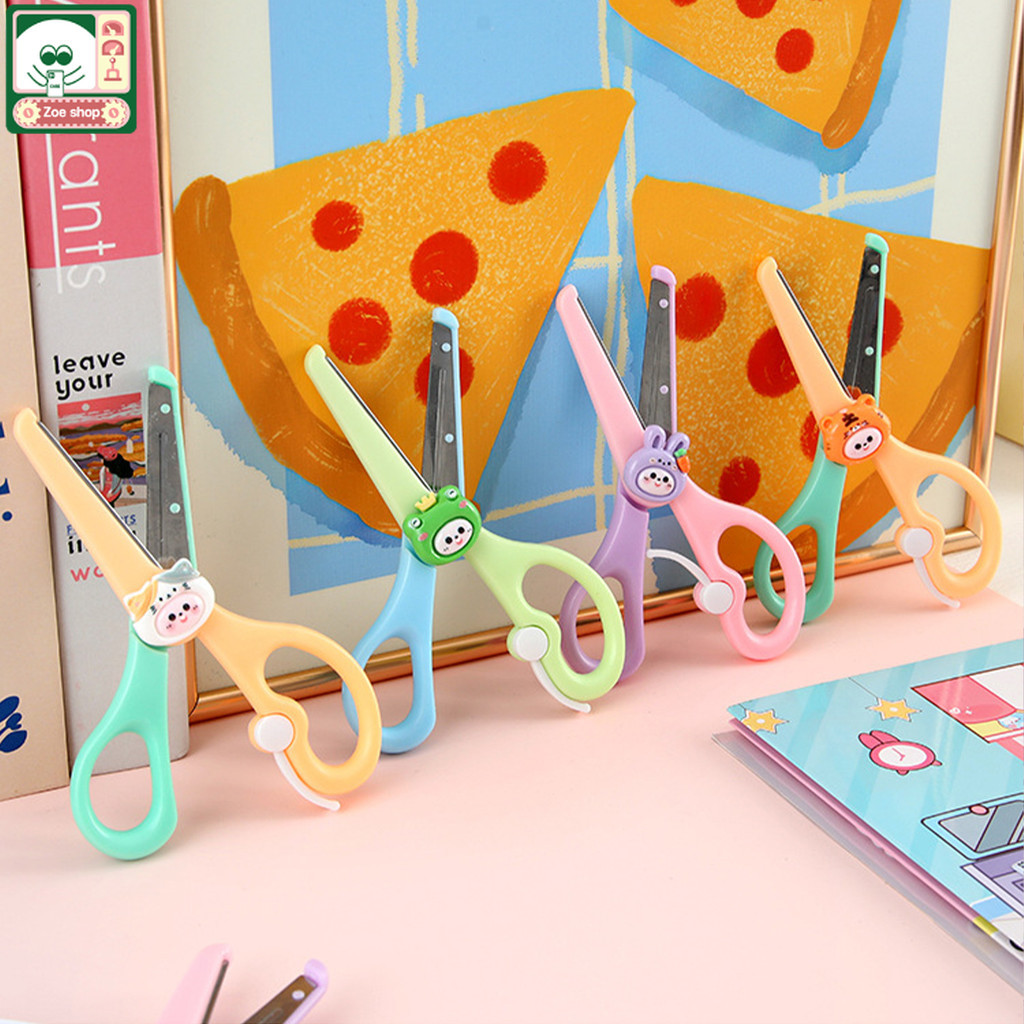 กรรไกรพลาสติก สีลูกกวาด สำหรับกระดาษตัด ทำมือ DIY กรรไกรสแตนเลส กรรไกรตัดกระดาษขนาดเล็ก การ์ตูนน่ารัก