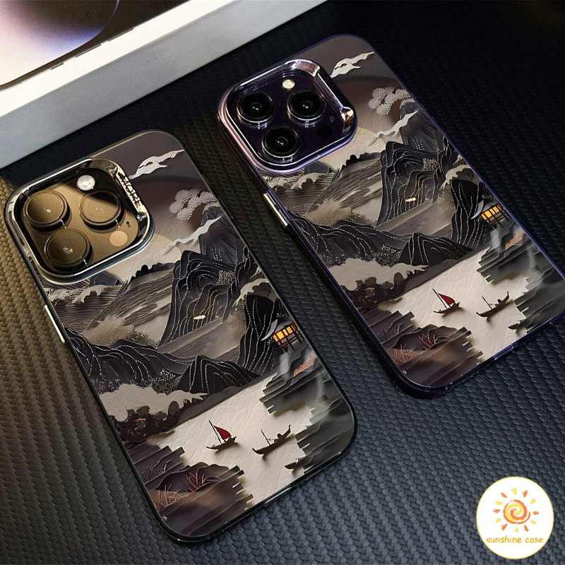 GOOD เคสมือถือลายทิวทัศน์สร้างสรรค์ ไอโฟน11 For iPhone12 13 14 15Pro MAX X XS XR XS 6 7 8Plus SE2020