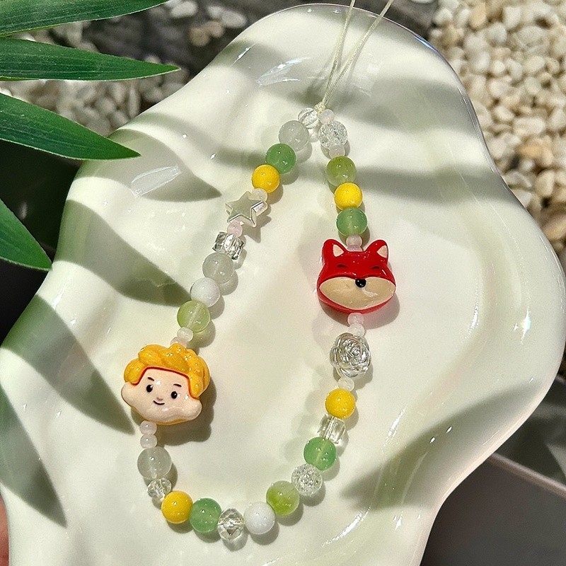 Original Fox Little Prince โซ่โทรศัพท์มือถือน่ารัก DIY ลูกปัด ccd Anti-Lost กล้อง Lanyard Chain ตกแต่งพวงกุญแจ