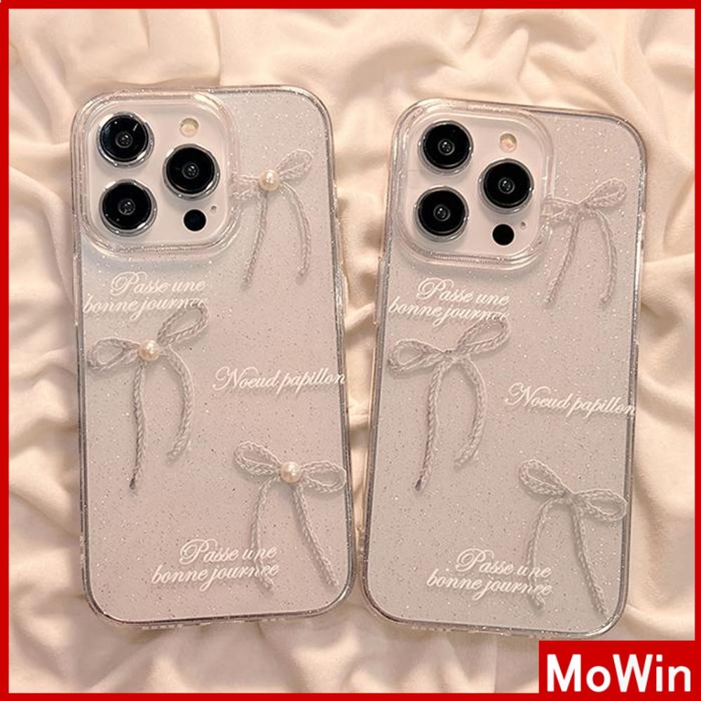Movin - เคส iPhone 16 Pro Max iPhone 11 เคสใสแบบแวววาว TPU นุ่มสีสันสดใส โบว์สวยและน่ารัก Compatible iPhone15 Pro max 14 13 12 Pro max XS XR 7 Plus 8 Plus