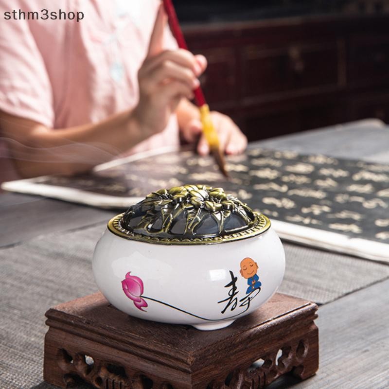 [STHM] สีขาวพอร์ซเลนเตาสามขา ทําเอง ในครัวเรือนในร่มกระทะธูปลวดกระถางธูปพิธีชงชาตกแต่งของขวัญ มล