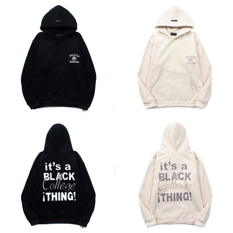 ขายร้อนเคารพพระเจ้า 24FALL ESSENTIALS FOG Letter Hooded Sweatshirt ฤดูใบไม้ร่วงฤดูหนาวผู้ชายขนแกะซับ Hoodie