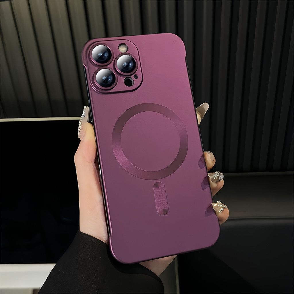 เนื้อโลหะเคสโทรศัพท์บางเฉียบสําหรับ IPhone 16 Pro Max 11 12 13 14 15 Pro Max Plus ปลอกแม่เหล็ก Frameless Pc ฝาครอบ