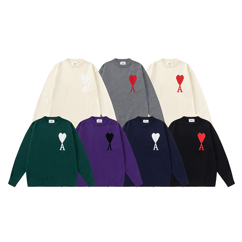 [คลังสินค้าพร้อม] Ami Paris เสื้อแฟชั่น Love เย็บปักถักร้อยแขนยาวผ้าฝ้ายคู่เสื้อกันหนาว Unisex