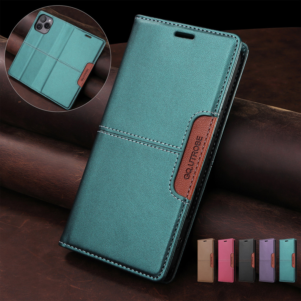 เคสซัมซุง Case for Samsung Galaxy S24 FE S23 S22 Ultra S21 S20 Plus 5G S20+ S21+ S22+ S23+ S24+ 5G Note 20 4G galaxys24 galaxys23 galaxys22 galaxys21 NOTE20 เคสโทรศัพท์หนังฝาพับพร้อมช่องใส่บัตรสําหรับ Splice Color PU Leather Magnetic Wallet ซองมือถือ