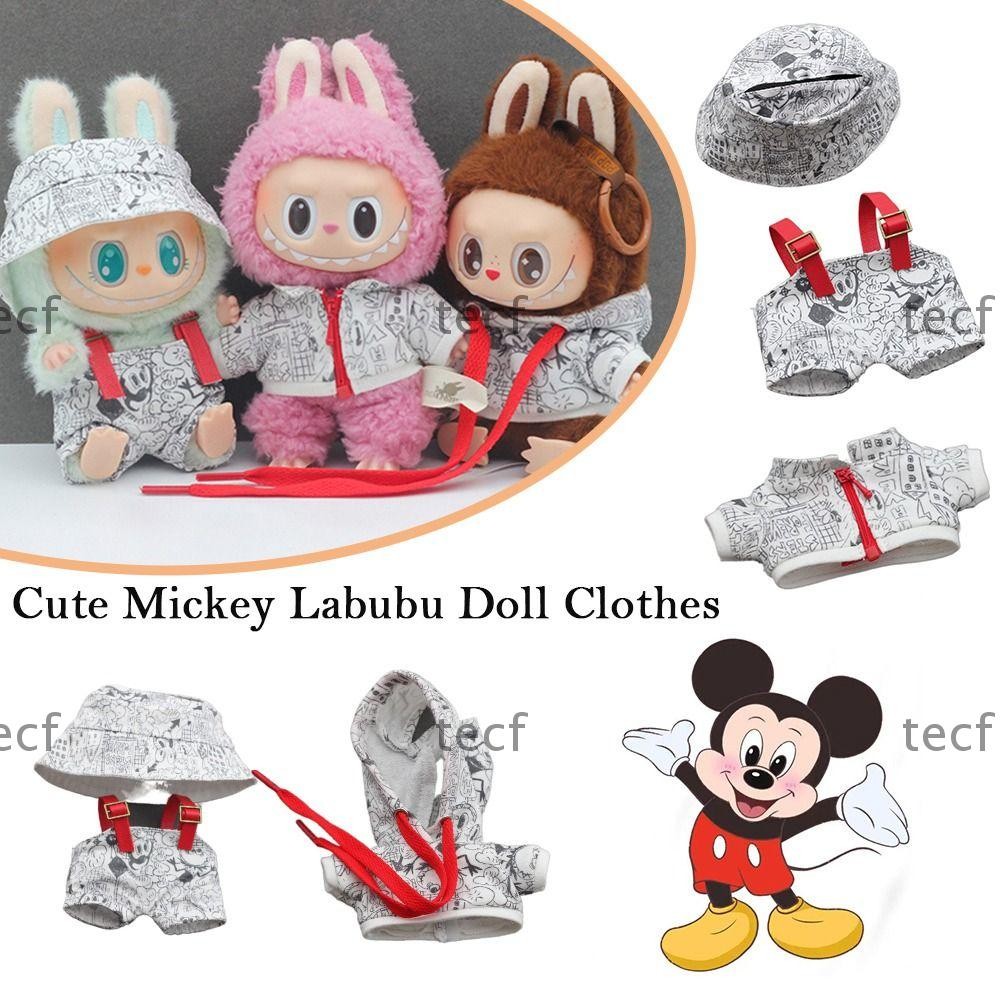 เสื้อผ้าตุ๊กตา TECF Labubu, อุปกรณ์ตุ๊กตาทํามือมิกกี้,|Cos Gift Cotton Doll เสื้อผ้าตุ๊กตาทํามือสําหรับตุ๊กตาลาบู 17 ซม.