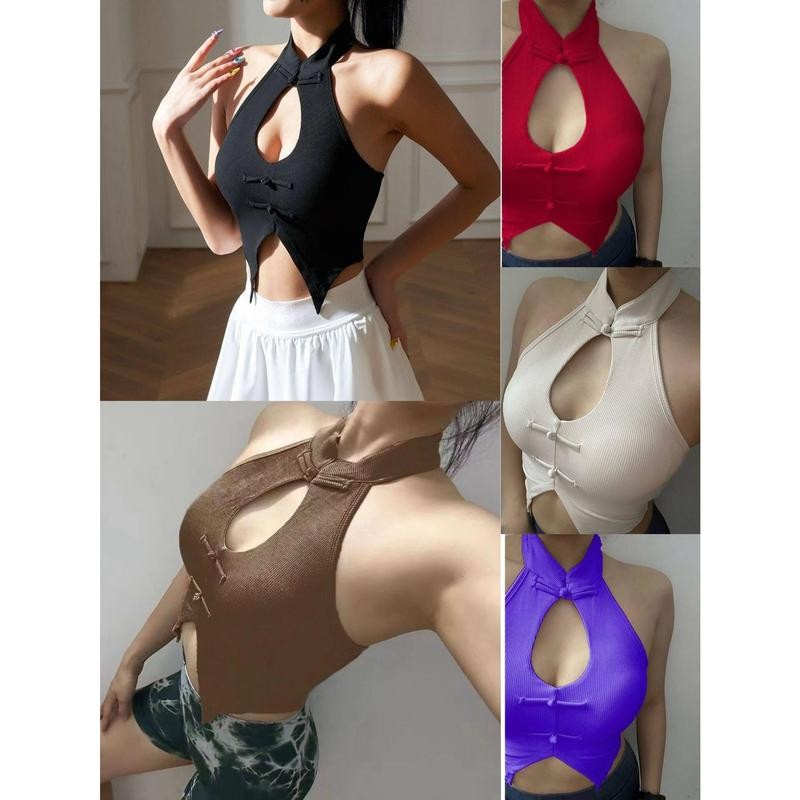 #272 เสื้อครอป สไตล์ สาวจีน มีฟองน้ำ 32-36 ใส่ได้ โชว์ร่อง สุดเซ็กซี่ ใส่สบายไม่คัน เสื้อผ้า ผู้หญิง สินค้าพร้อมส่ง