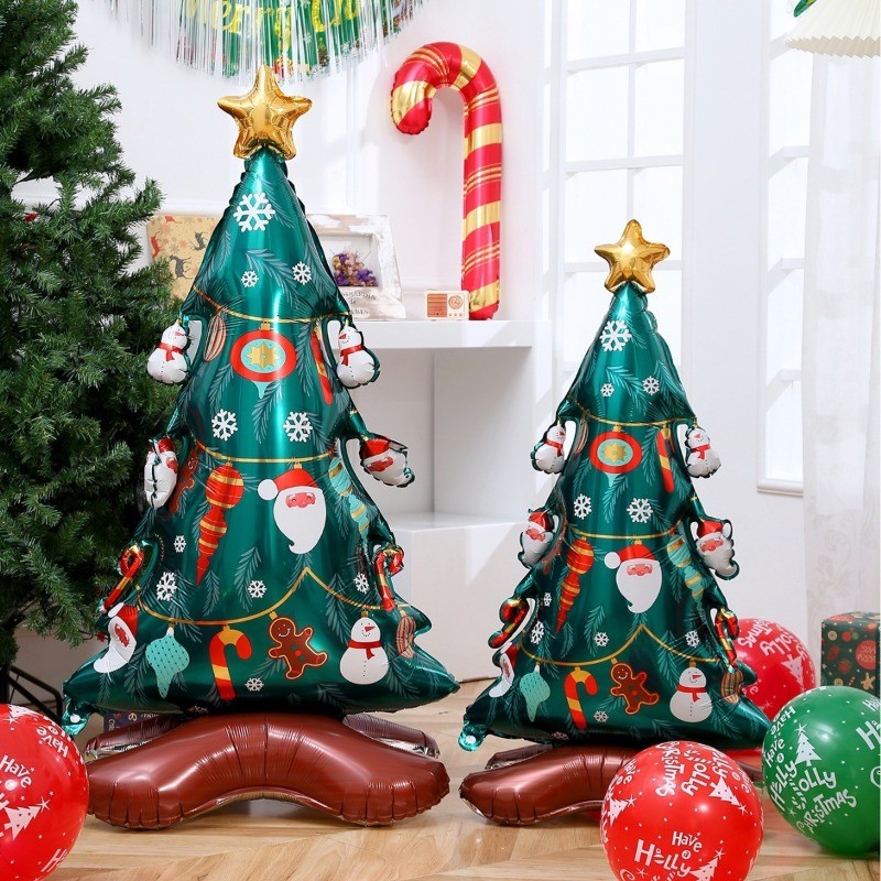 ลูกโป่งต้นคริสต์มาสขนาดใหญ่พร้อมฐานยืนตกแต่งปาร์ตี้ Merry Christmas