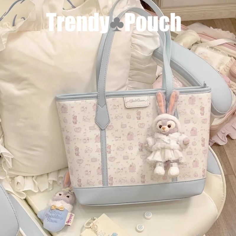 TRENDY POUCH การ์ตูน พิมพ์ กระเป๋าโท้ท การเดินทาง น่ารัก ความจุสูง กระเป๋าสะพาย