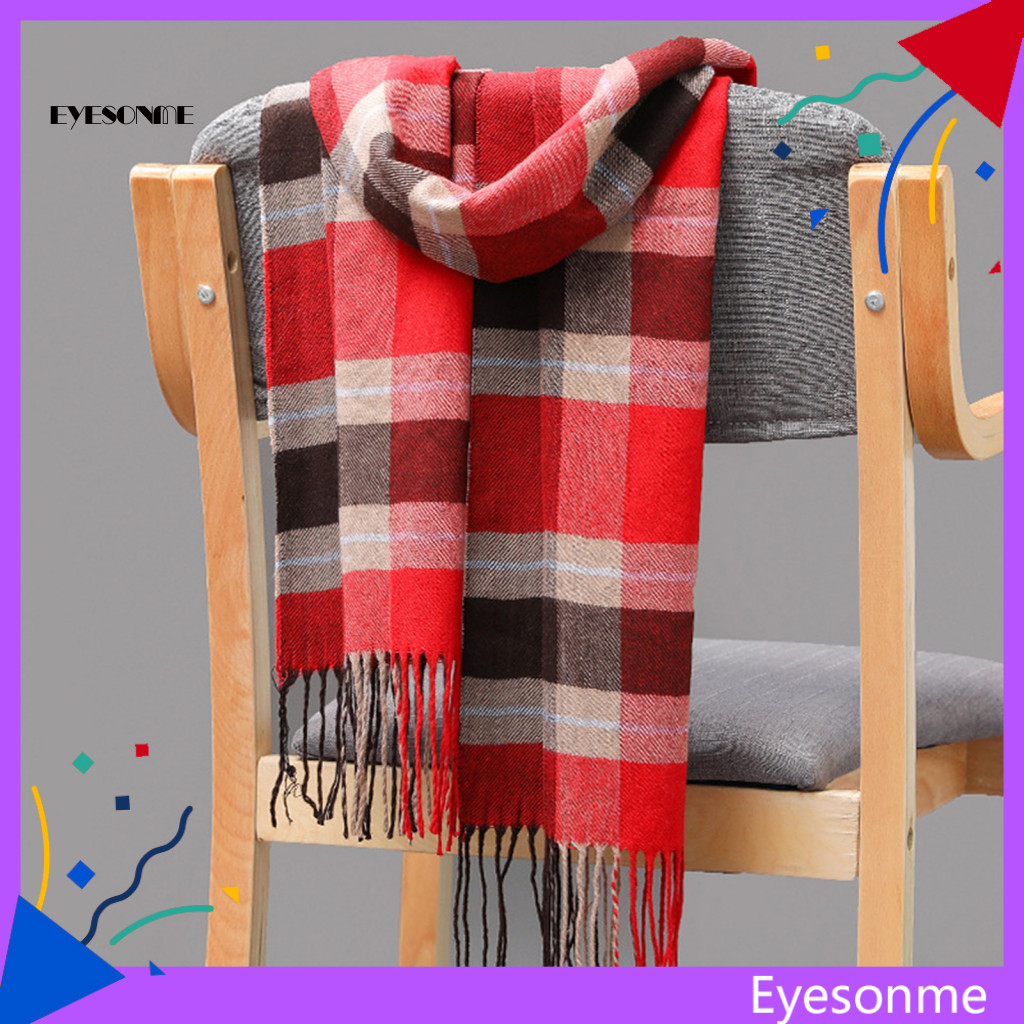 Eyes Temperament Male Warm Scarf Daily Wear Checkered Fringe Scarf Fine Touch