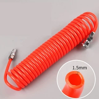 สายลมสปริง ลมสีดำ ลมขด PU HOSE ยาว 15 เมตร ปั๊มลม 8x5mm แบบขดสปริง พร้อมหัวคอปเปอร์