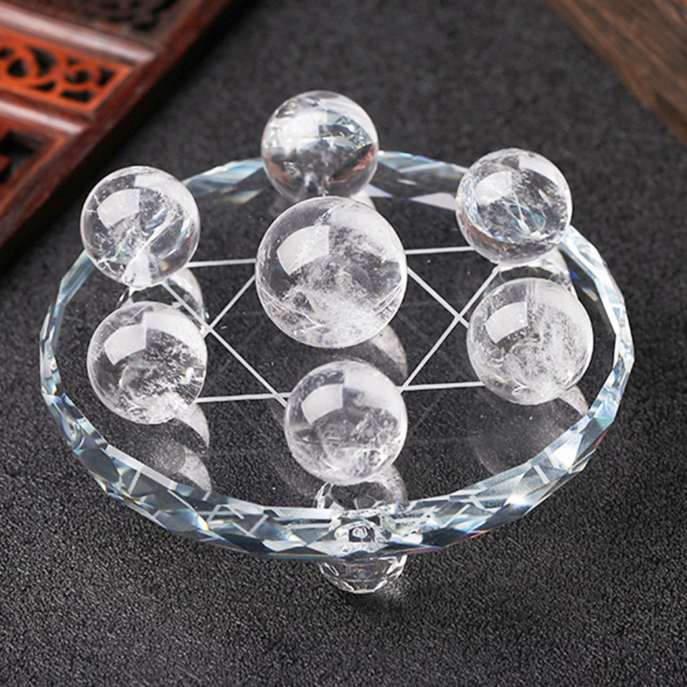 คริสตัลสีขาวธรรมชาติ FengShui Decor Seven Star Formation ควอตซ์สีขาว Ball Seven Star Formation คริสตัลทรงกลมตกแต่งบ้าน