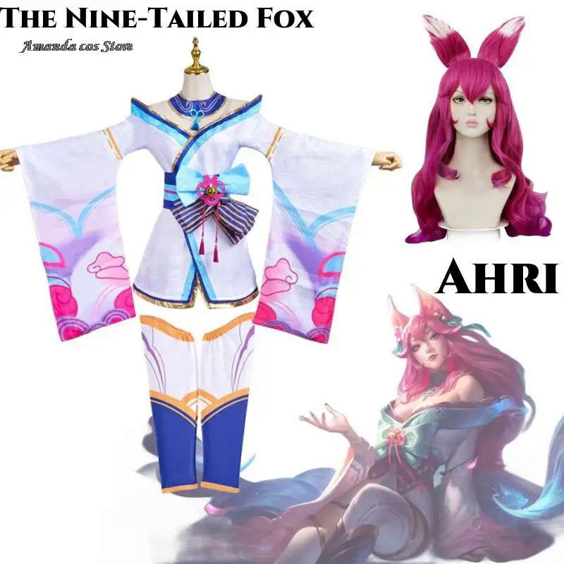 ลดราคาวันนี้League of Legends LOL Ahri ของขวัญวันฮาโลวีน S-XXL ชุดการแสดง cosplay