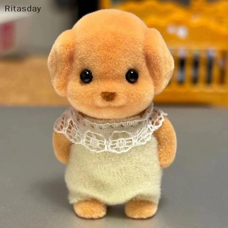 Ritasday Limb Movable Forest ครอบครัวสัตว์รูป Poodle Flocked Shaggy Figurine สุนัขตุ๊กตา Miniatures อุปกรณ์เสริมตุ๊กตาสําหรับเด็กใหม่