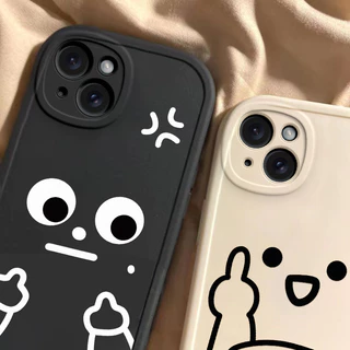 🔥COD🔥ใช้ได้กับ iPhone 11 13 12 14 15 Pro MAX 6 7 8 14 15 Plus XR XSMAX SE เคสป้องกันการ์ตูนเรียบง่ายสีหน้าตลก