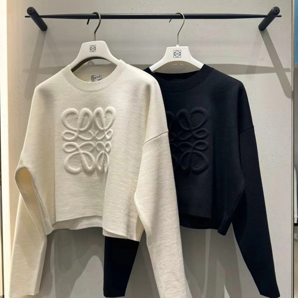 เสื้อถักเสื้อสเวตเตอร์คอกลมทรงหลวมแฟชั่นแมทช์ง่าย
