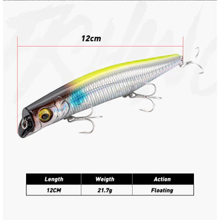 เหยื่อตกปลาเหยื่อแข็ง 12 ซม. 21.7g Minnows เหยื่อปลอมสําหรับน้ําจืดและน้ําเค็ม Swimbait สําหรับตกปลาปลาคาร์พ